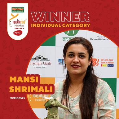 Mansi Shrimali (Rajasthan chef winner)